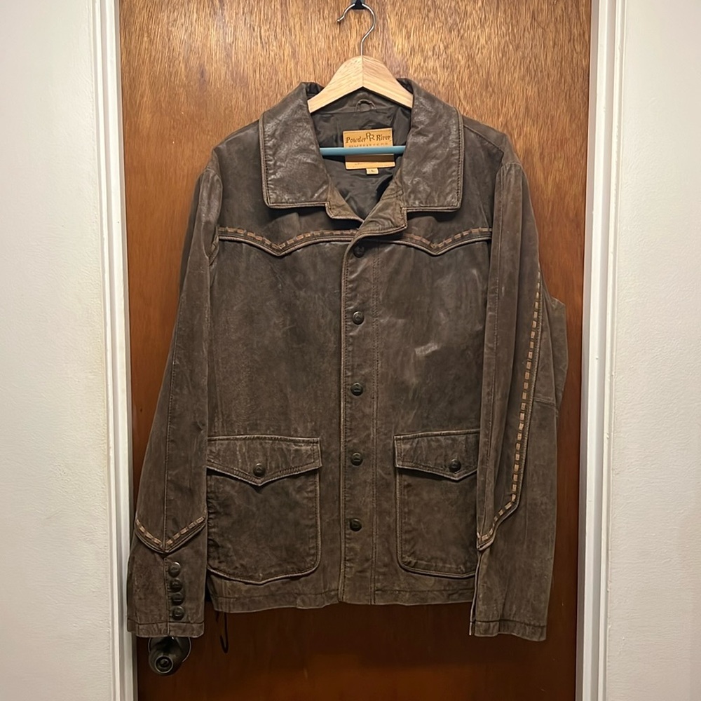 Powder River Outfitters leather jacket with western stitching - Men’s Large